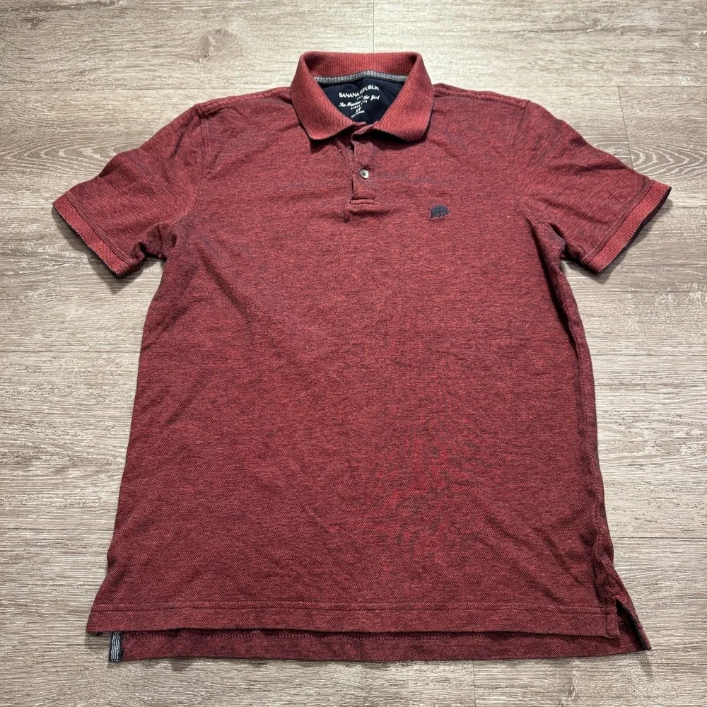 Banana Republic Polo Shirt Mens Small Maroon Logo Pique Short Sleeve Preppy